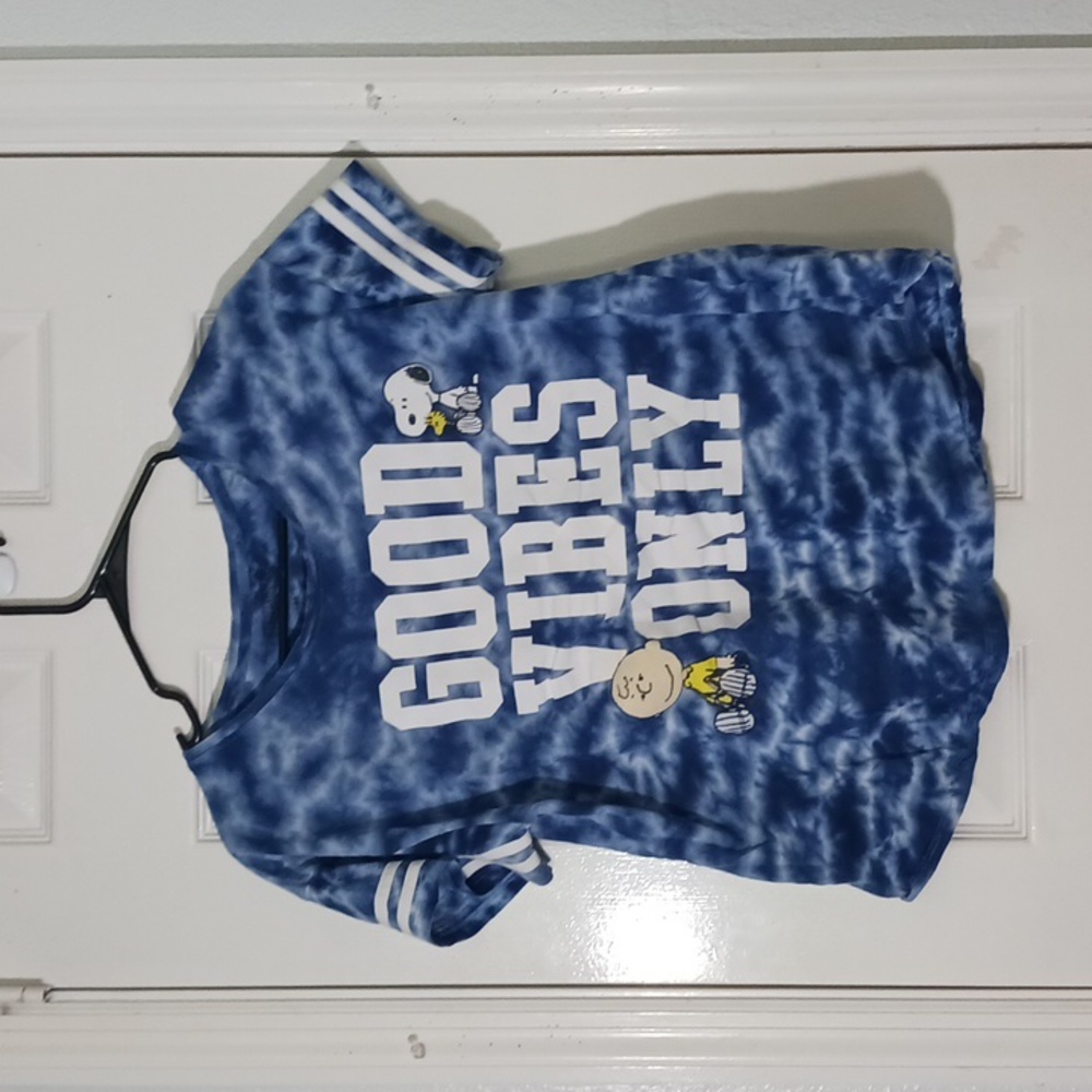 Peanuts Snoopy Top Short-Sleeve Tie-Dye Good Vibes Only Blouse